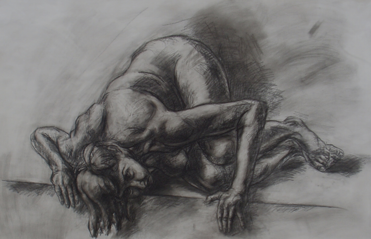 Dessin de nu 008 / Modele vivant / Nu f&eacute;minin / Portrait nu / Draw nude / Peinture / Par Christophe GABRIEL